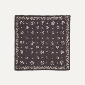Navy Flower Print Silk-Cotton Bandana