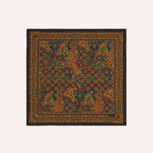Gold Tapestry Print Wool-Silk Bandana