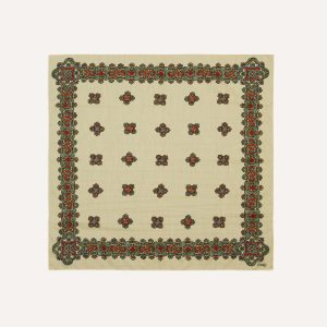 Ecru Medallion Print Cotton-Silk Bandana