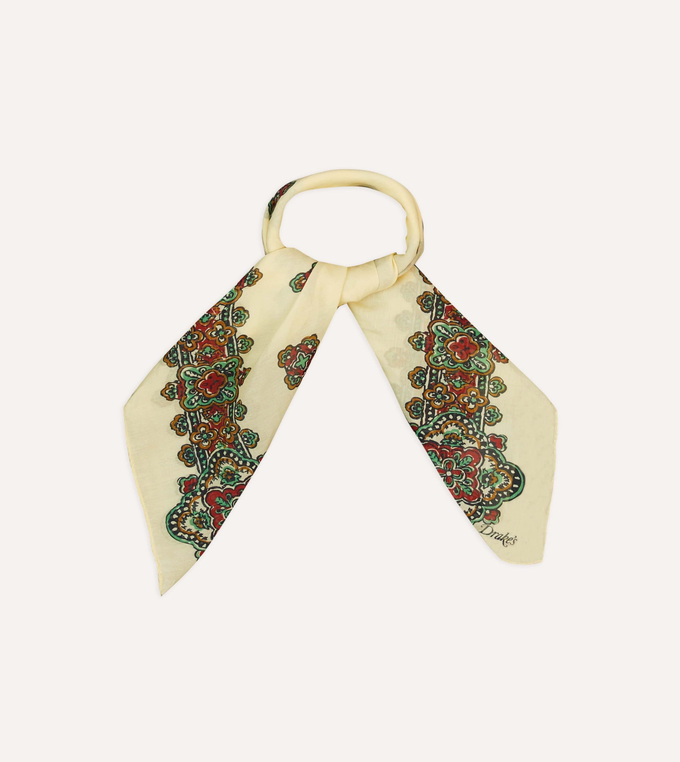 Ecru Medallion Print Cotton-Silk Bandana - Image 5