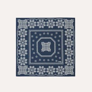 Navy Traditional Print Silk Bandana