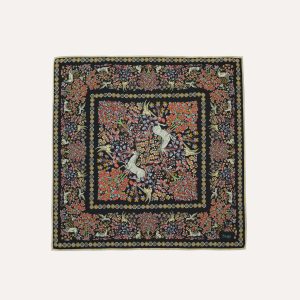 Black Mythical Forest Print Wool-Silk Bandana