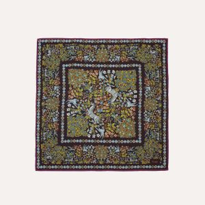 Purple Mythical Forest Print Wool-Silk Bandana
