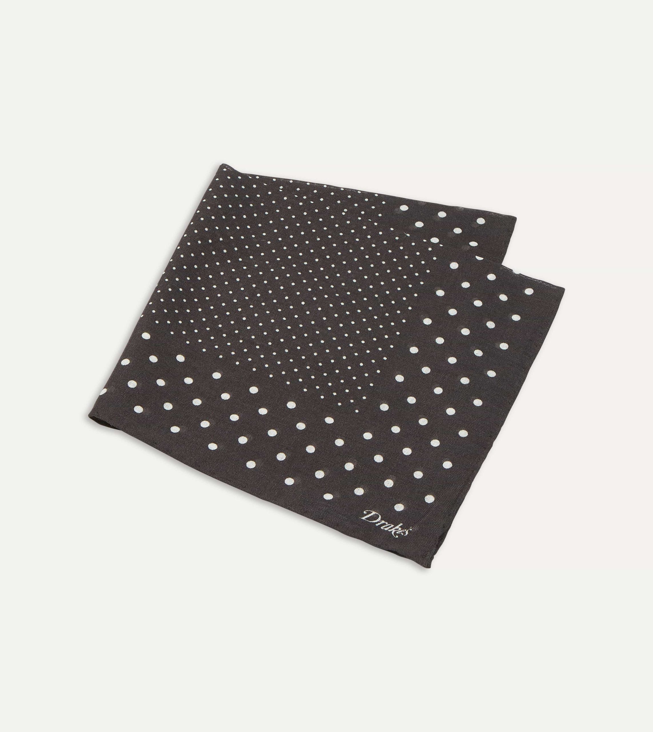 Brown Spots Print Wool-Silk Pocket Square - Image 3