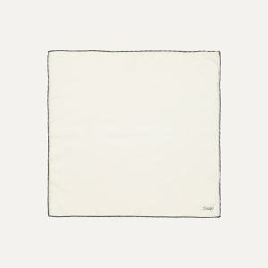 Ivory and Green Shoestring Border Silk Pocket Square