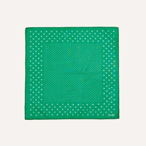 Green Spot Border Print Cotton-Silk Pocket Square