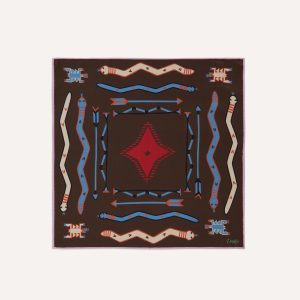 Brown and Pink Tribal Print Silk Pocket Square