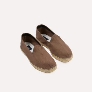 Taupe Herringbone Cotton Espadrilles