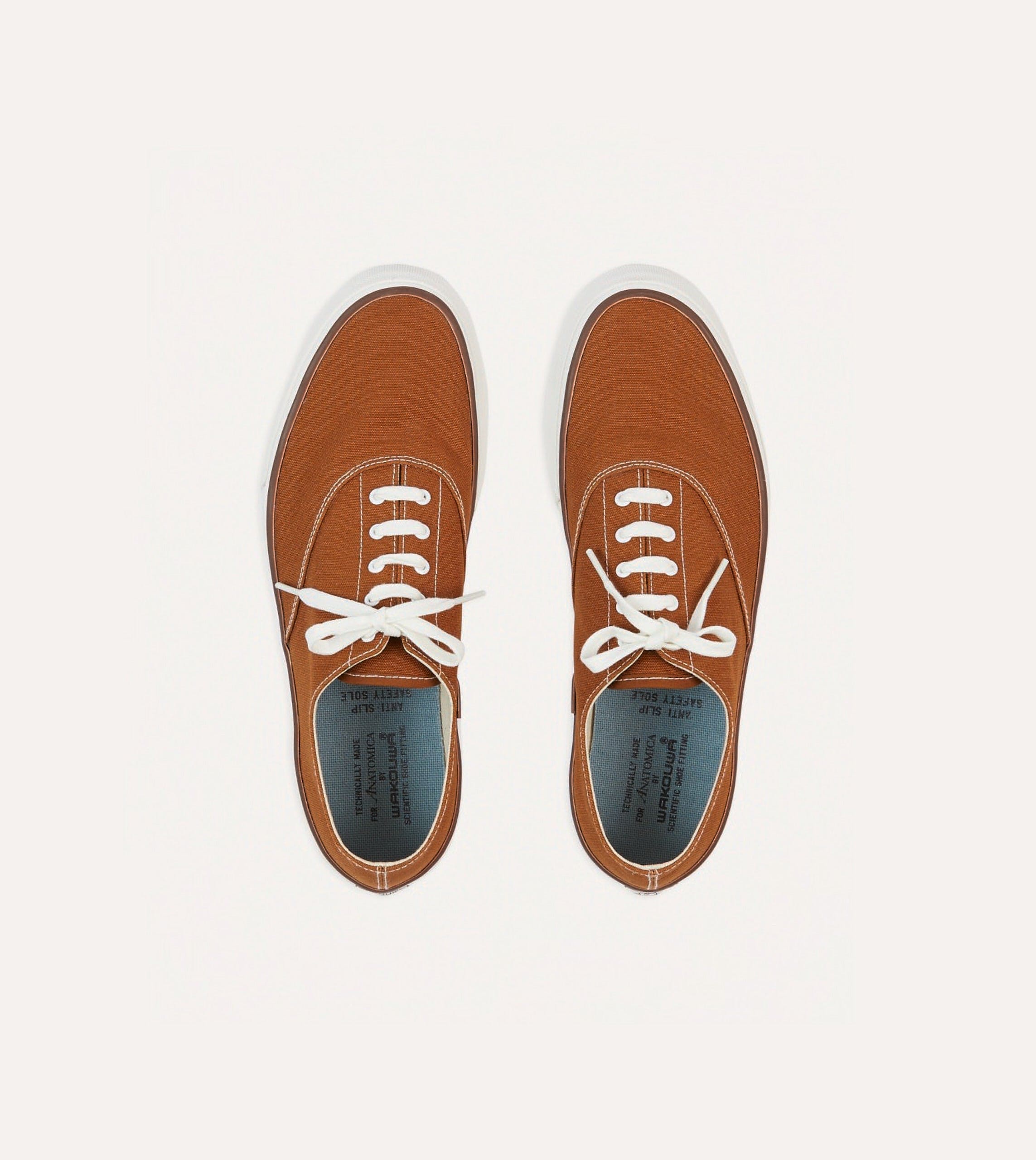 Wakouwa by Anatomica Brown Cotton Canvas Oxford Trainers - Image 3