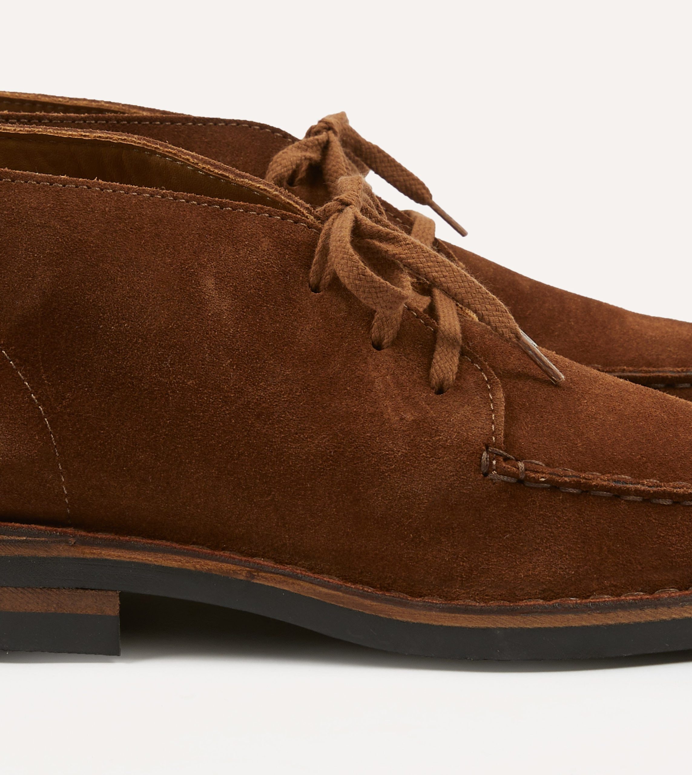 Crosby Moc-Toe Chukka Boot Light Brown Roughout Suede with Rubber Sole - Image 3