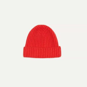 Orange Cashmere Ribbed Knit Cap