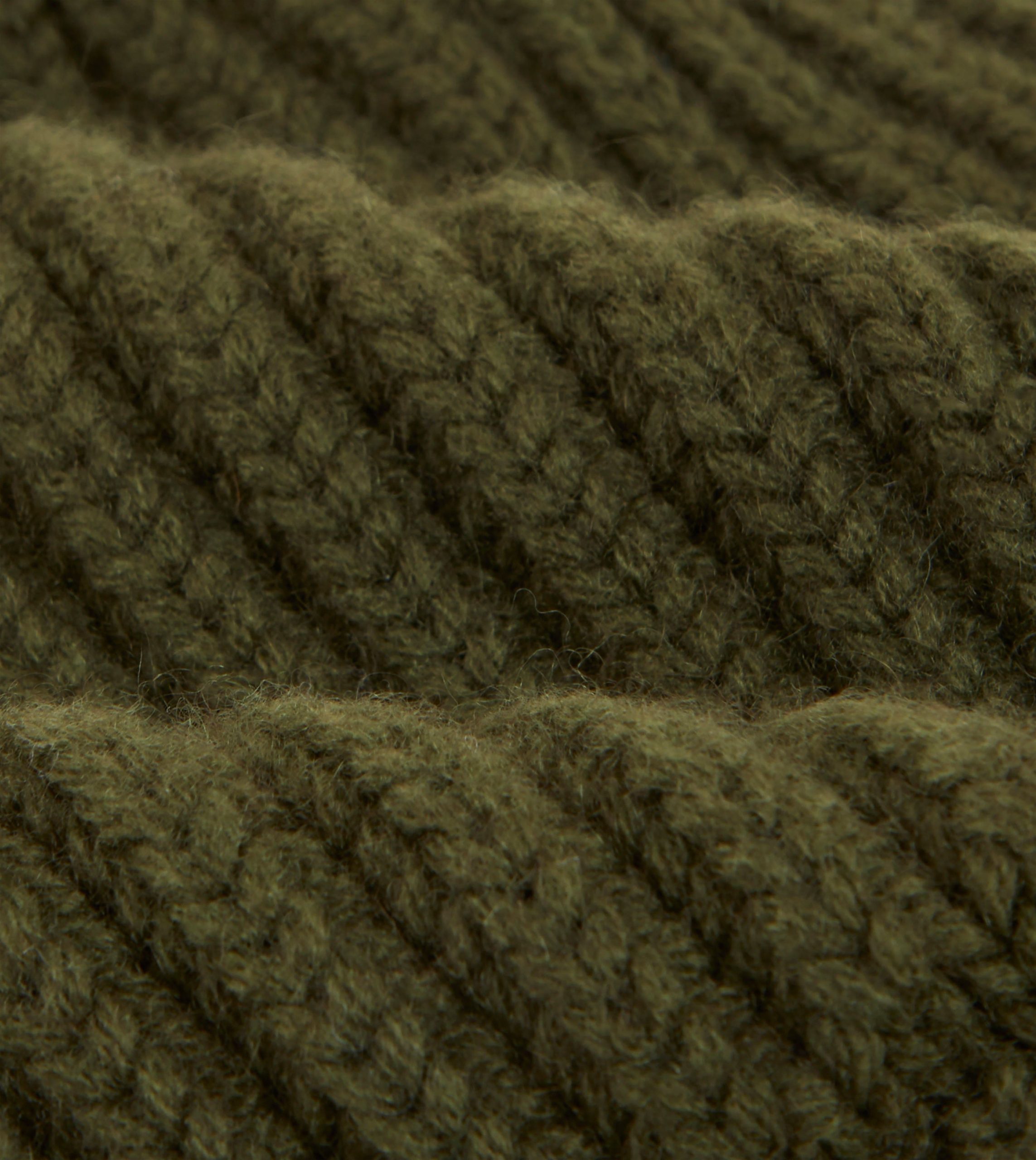 Khaki Green Cashmere Ribbed Knit Cap - Image 2