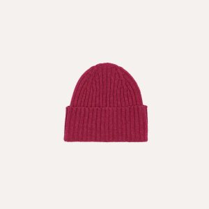Fuchsia Lambswool Ribbed Knit Cap