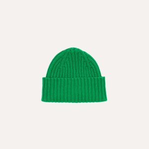 Bright Green Lambswool Ribbed Knit Cap