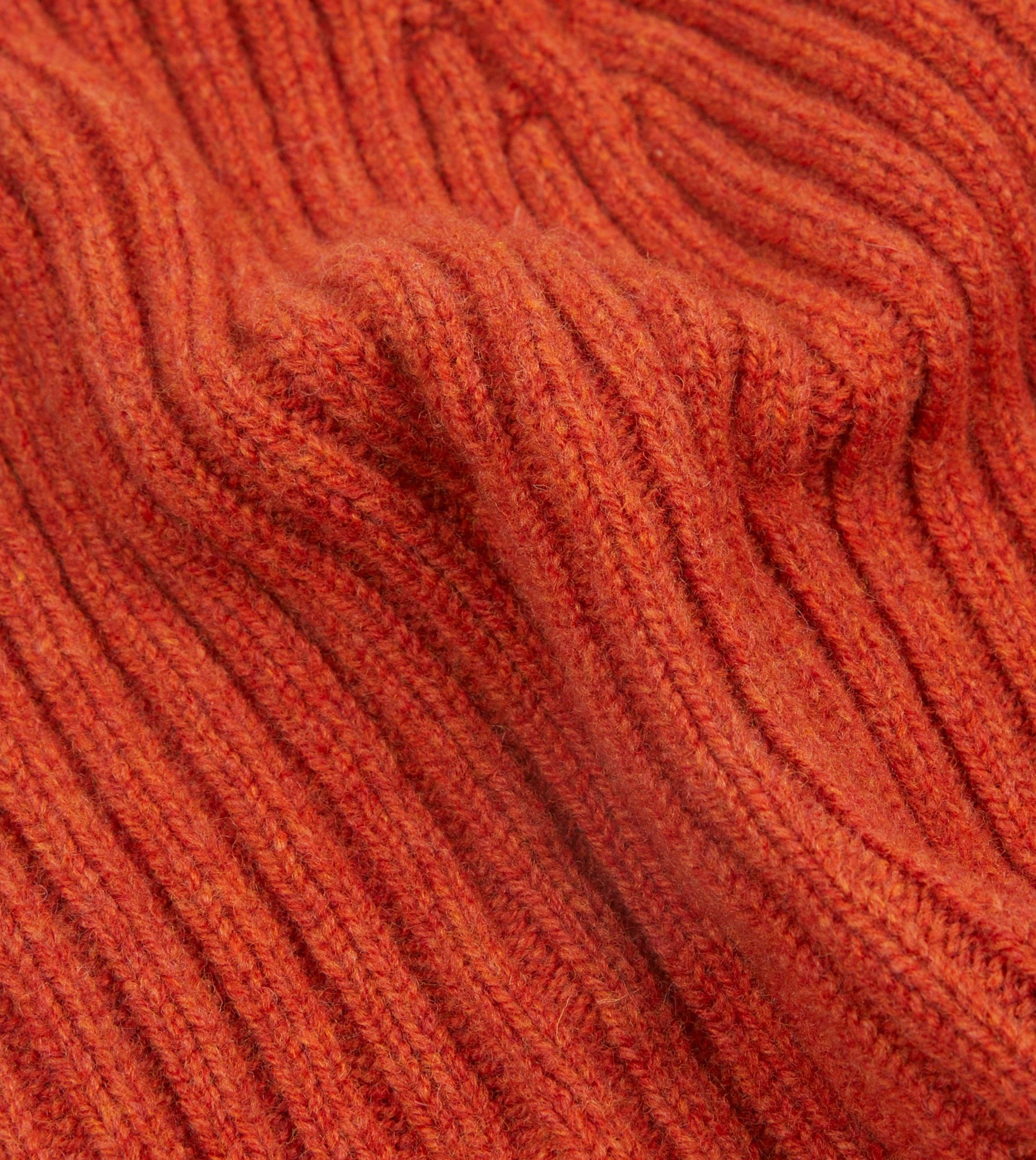 Rust Lambswool Ribbed Knit Cap - Image 2