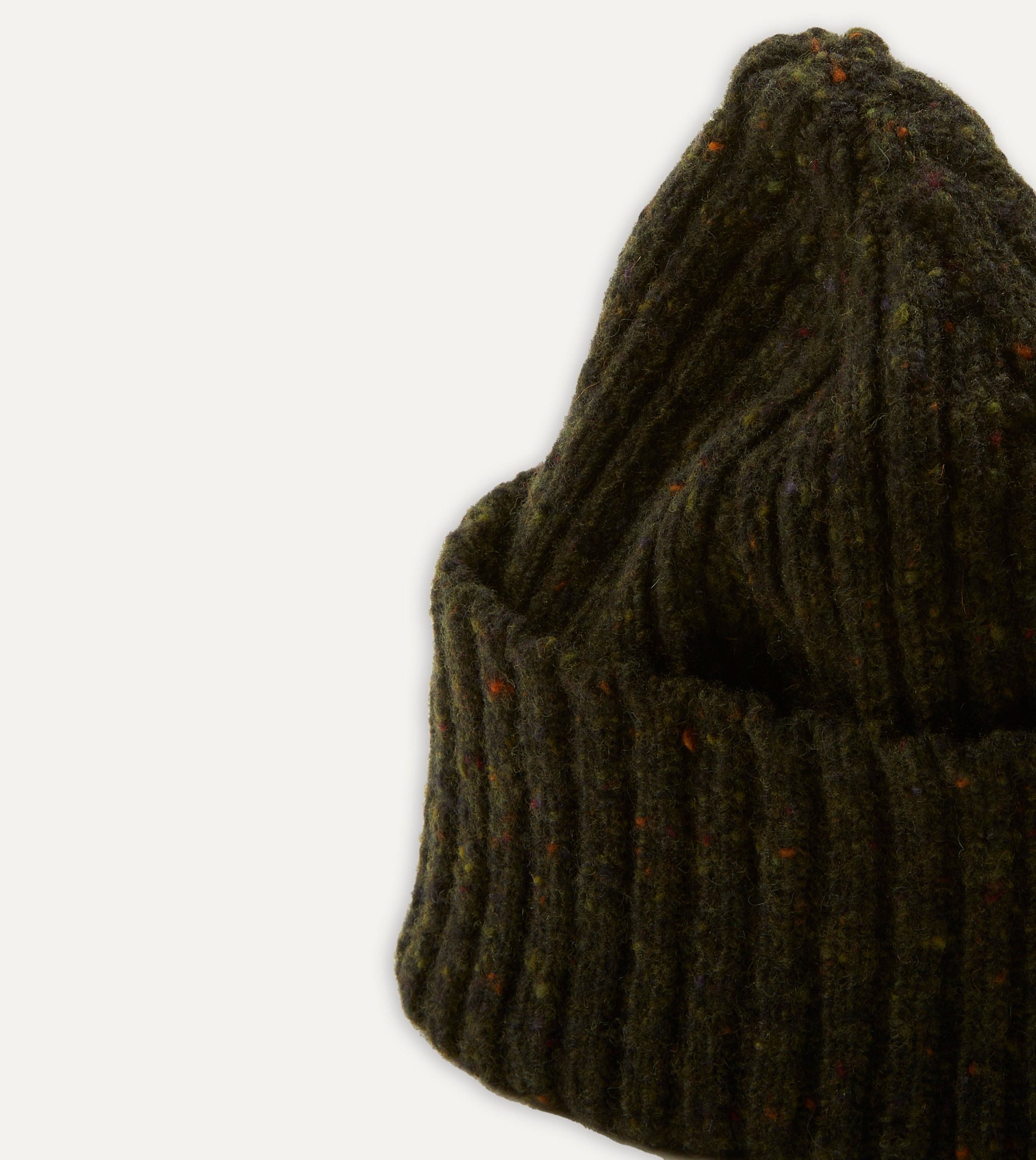 Green Ribbed Merino Donegal Knit Cap - Image 3