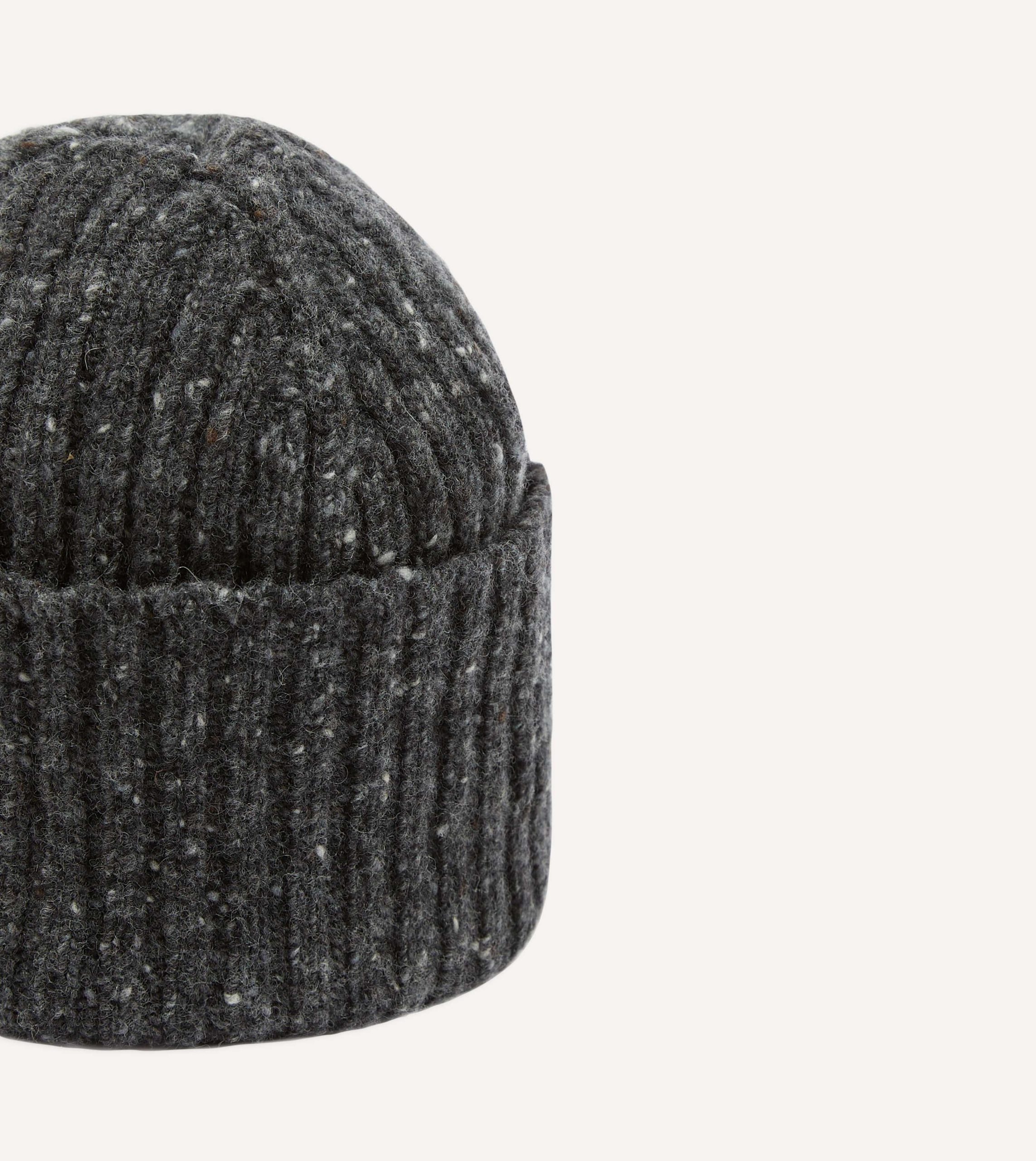 Grey Donegal Ribbed Merino Knit Cap - Image 3