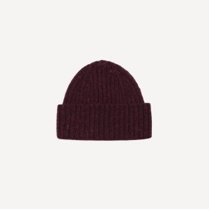 Purple Ribbed Merino Donegal Knit Cap