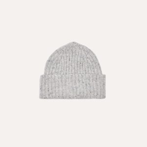 Light Grey Donegal Ribbed Merino Knit Cap
