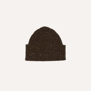 Brown Donegal Ribbed Merino Knit Cap