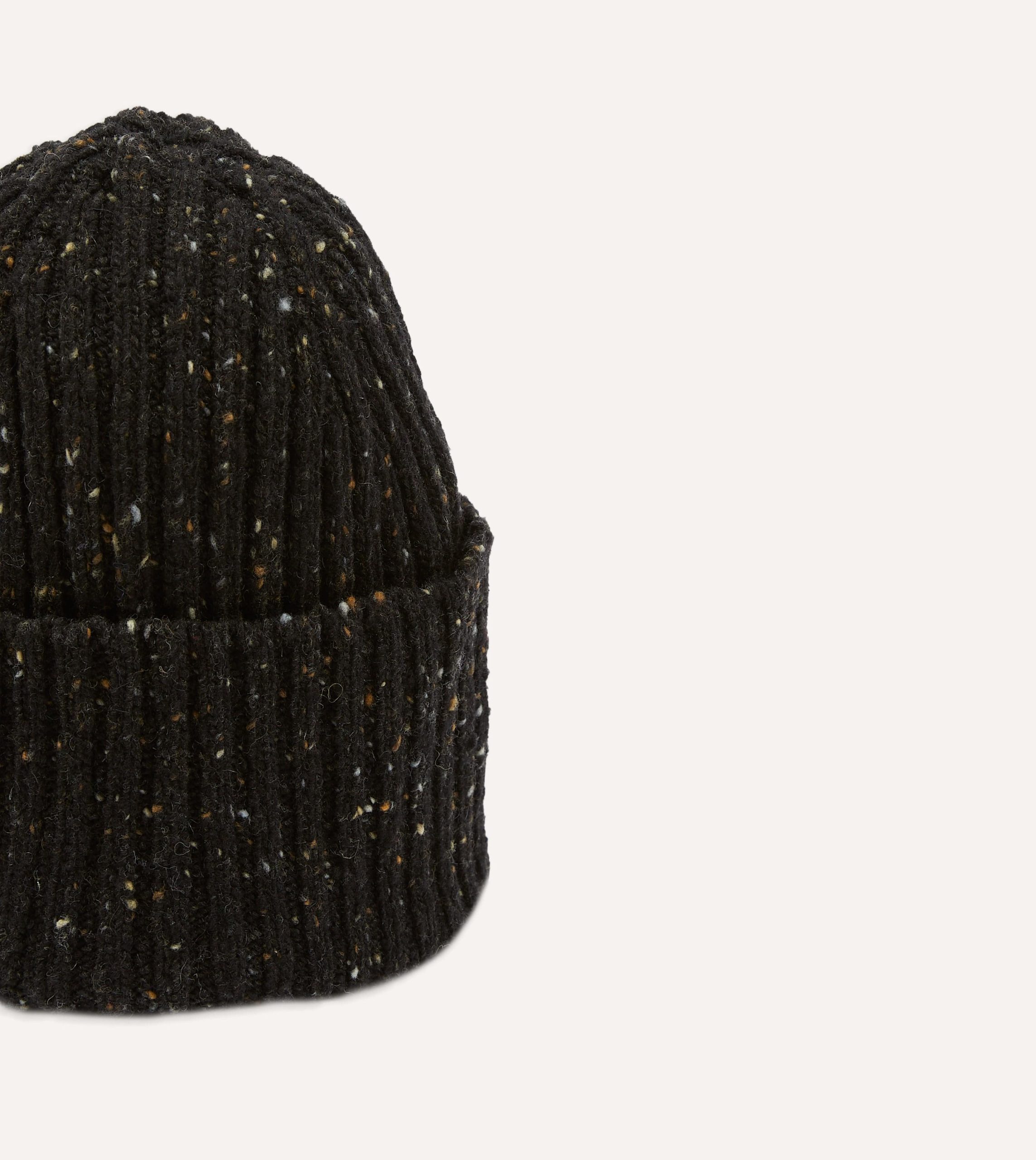 Dark Brown Donegal Ribbed Merino Knit Cap - Image 3