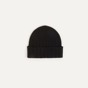Black Geelongora Ribbed Knit Cap