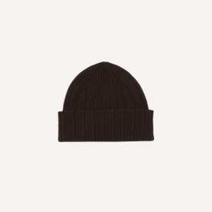 Brown Geelongora Ribbed Knit Cap
