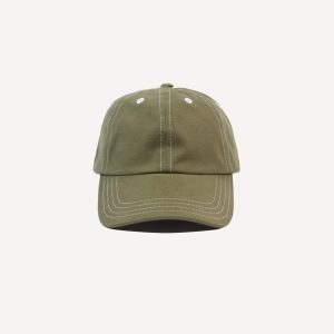 Green Cotton Contrast Stitch Baseball Cap