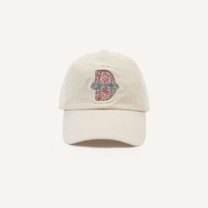 Ecru Kantha Flower Emblem Cotton Baseball Cap