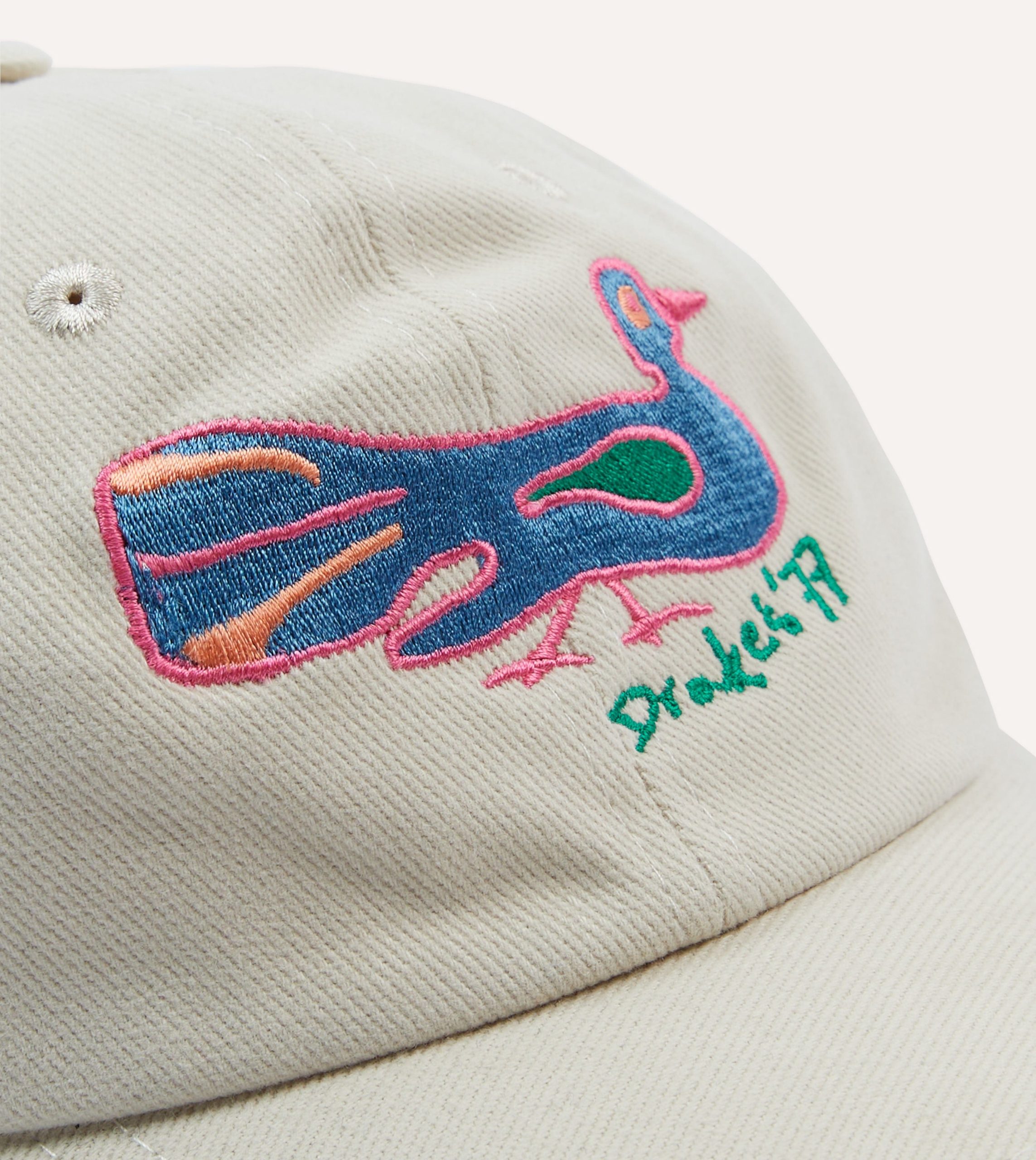 Ecru Peacock Emblem Cotton Baseball Cap - Image 3