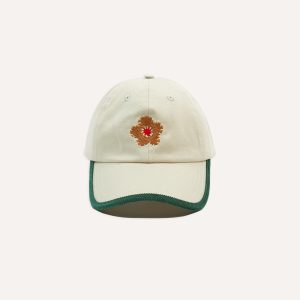Ecru Flower Cotton Twill Baseball Cap