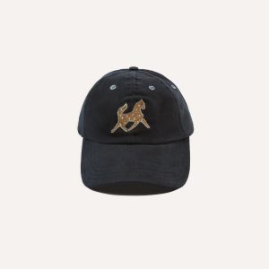 Navy Horse Emblem Moleskin Baseball Cap