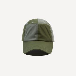 Green Ripstop Cotton Patchwork Baseball Cap