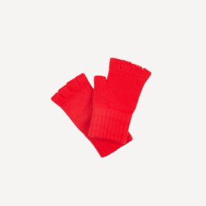 Red Geelongora Fingerless Knitted Gloves