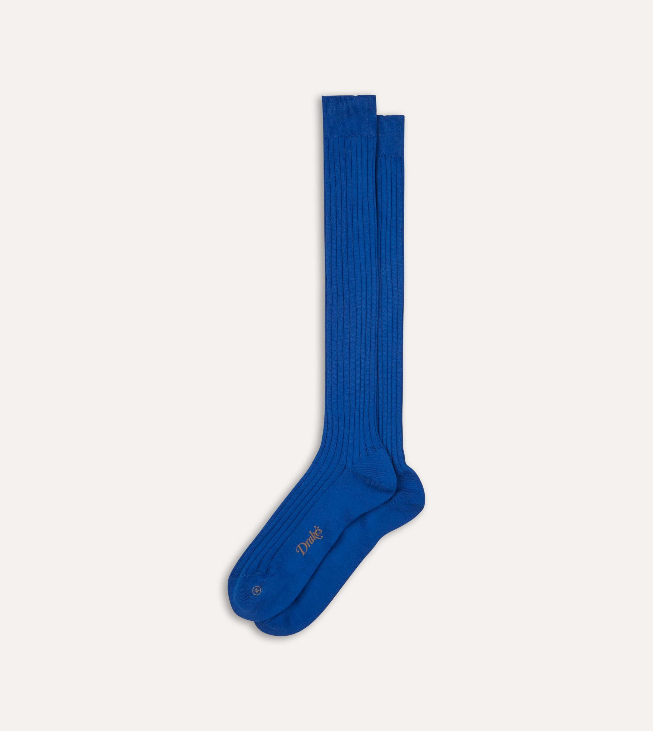 Royal Blue Cotton Over-the-Calf Socks - Image 4