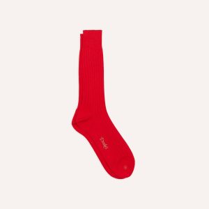 Red Cotton Mid-Calf Socks