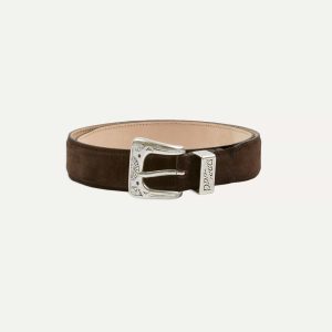 Dark Brown Suede Western Belt