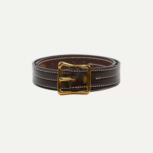 Yuketen Dark Brown Triple Stitched Leather Belt