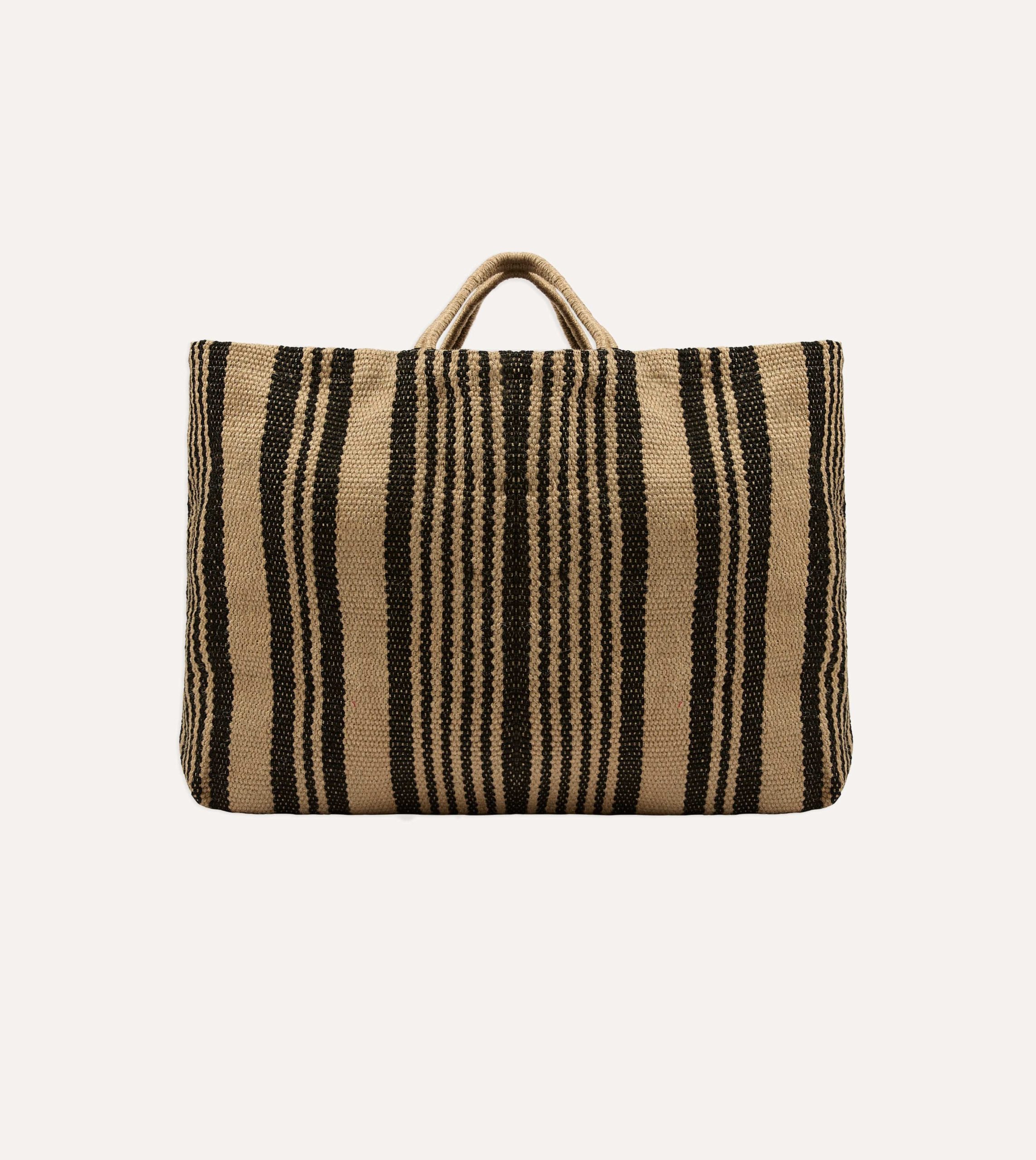 Black and Beige Maison Bengal Extra Large Jute Poresh Tote Bag