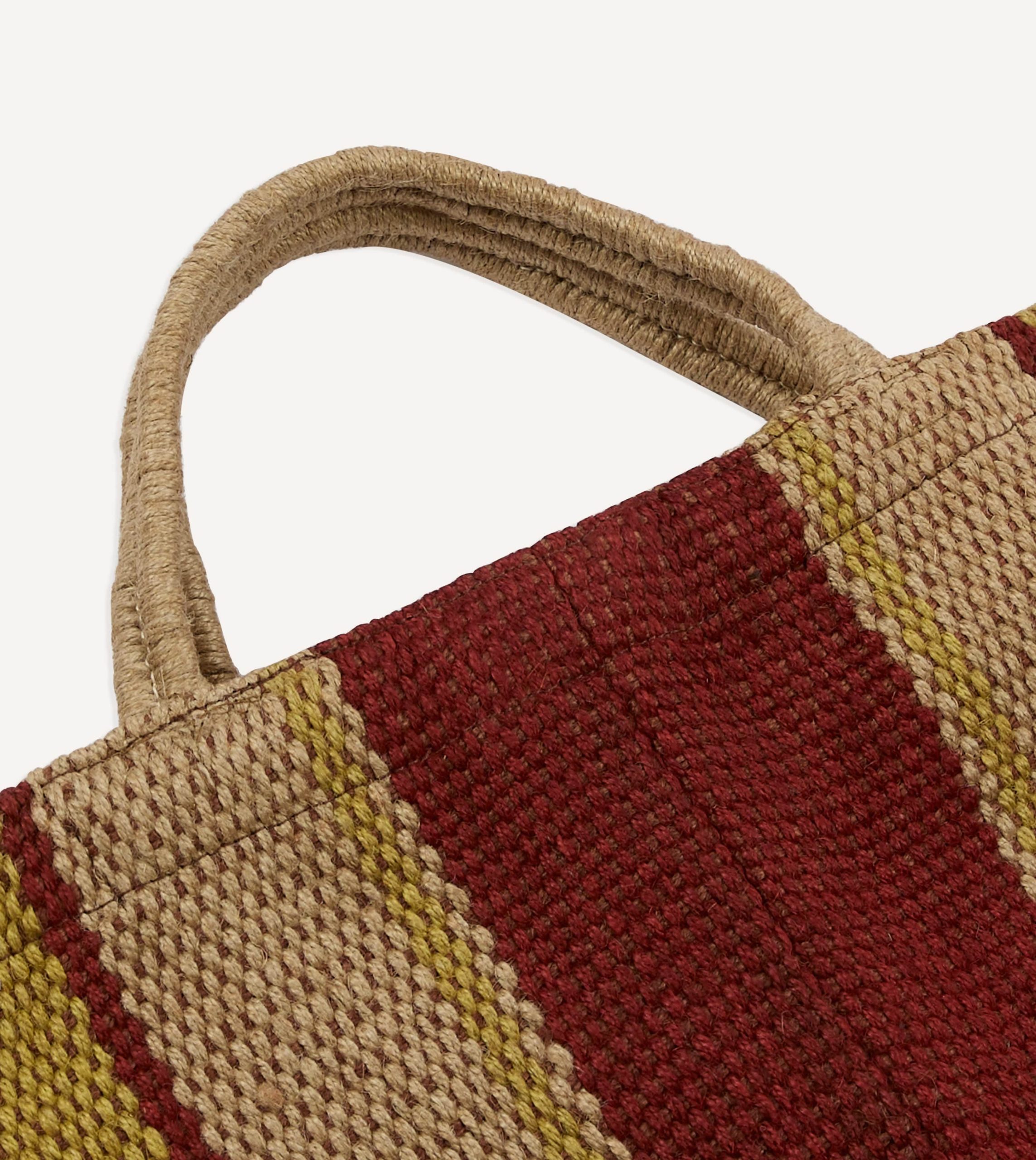 Red. Orange and Yellow Maison Bengal Extra Large Jute Poresh Tote Bag - Image 3