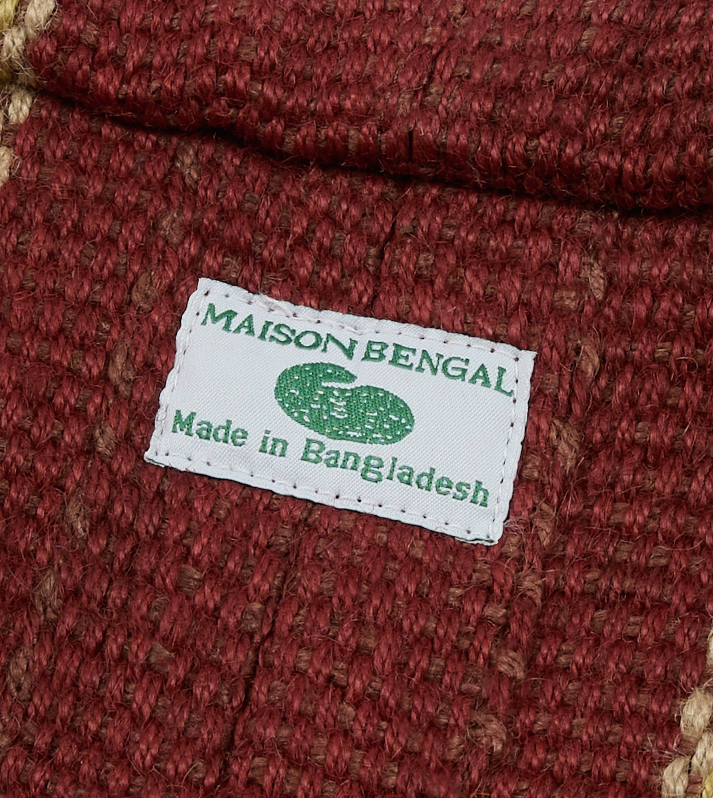 Red. Orange and Yellow Maison Bengal Extra Large Jute Poresh Tote Bag - Image 4