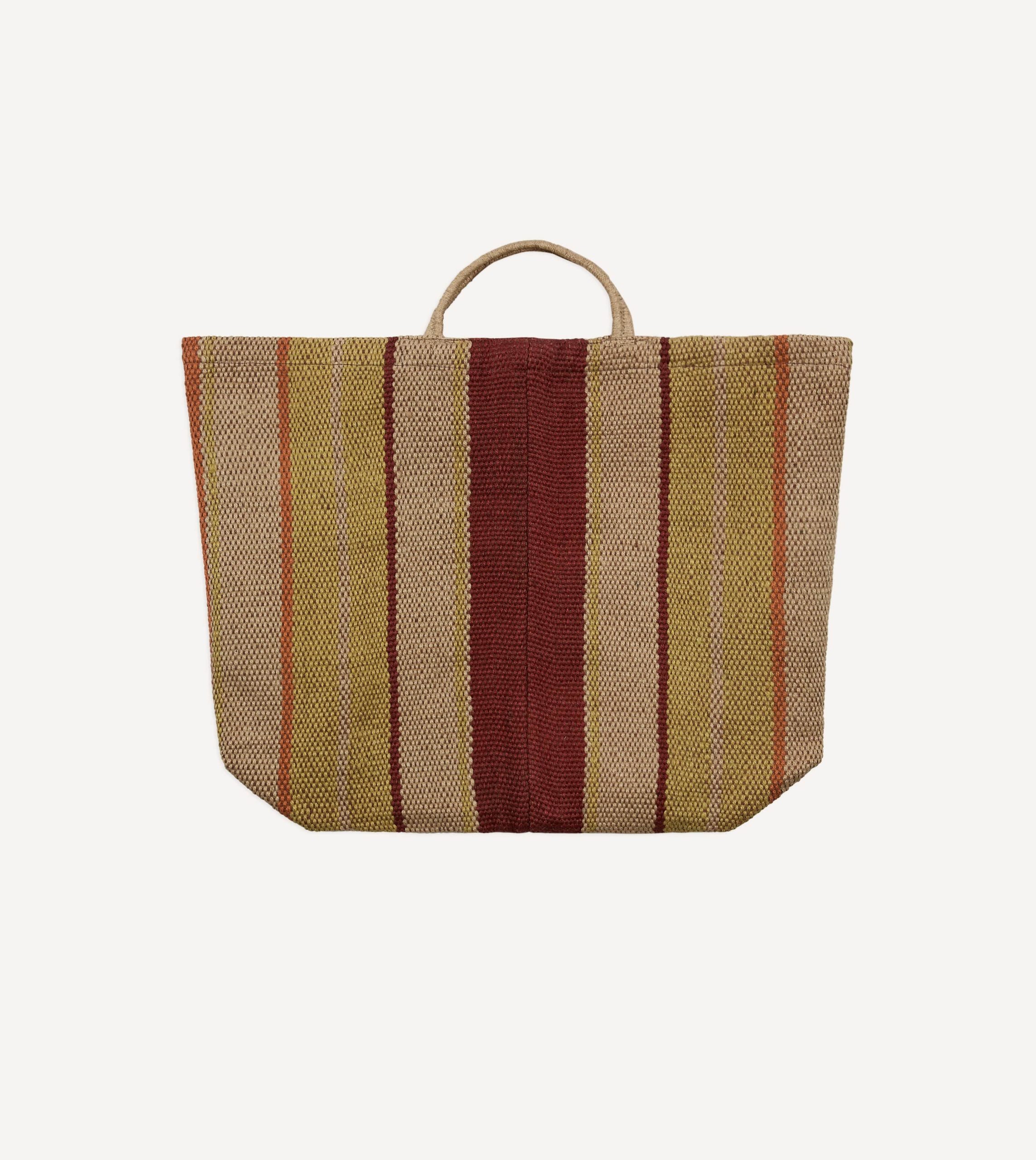 Red. Orange and Yellow Maison Bengal Extra Large Jute Poresh Tote Bag - Image 5