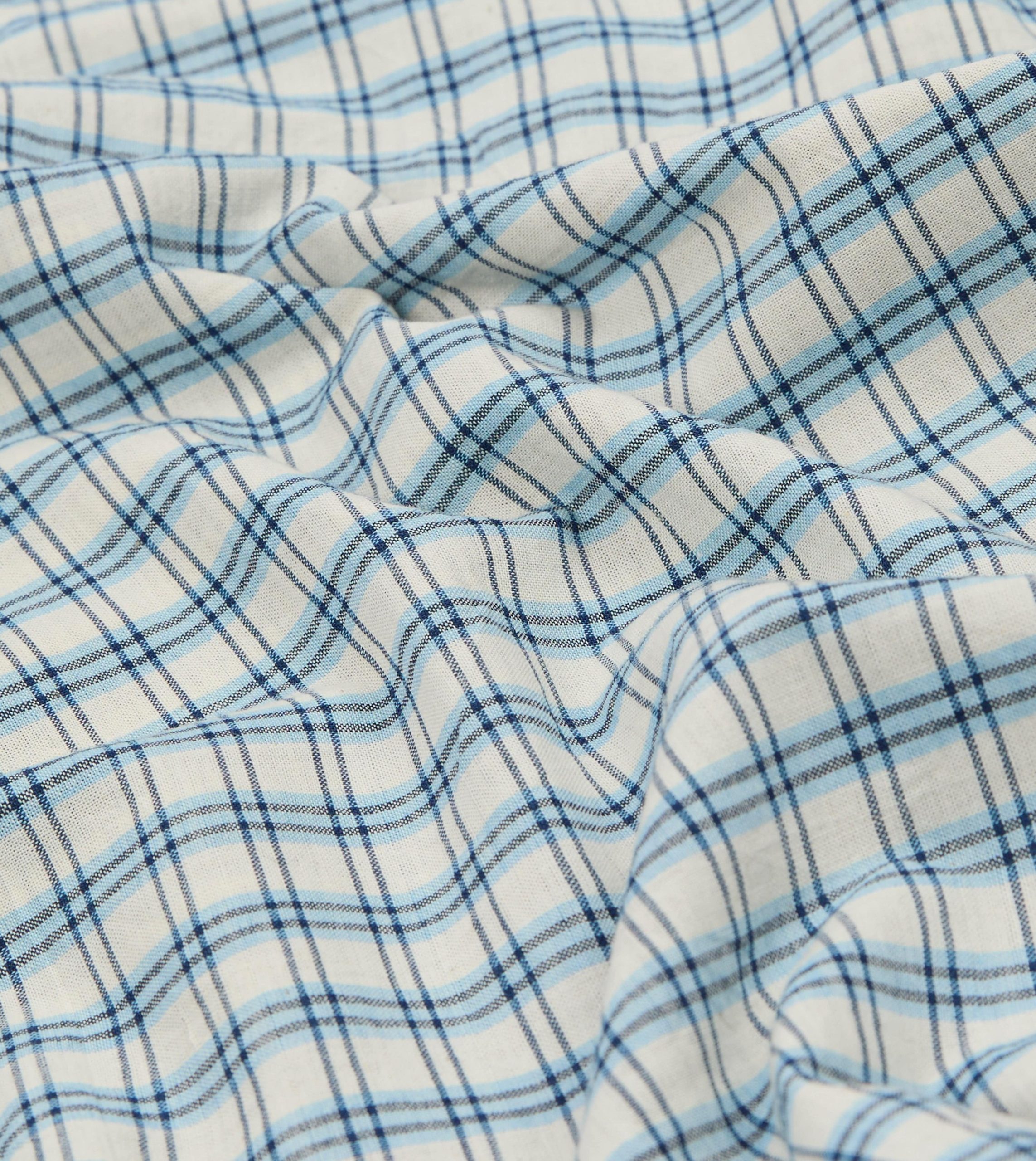 Blue and White Madras Check Cotton Market Tote Bag - Image 2