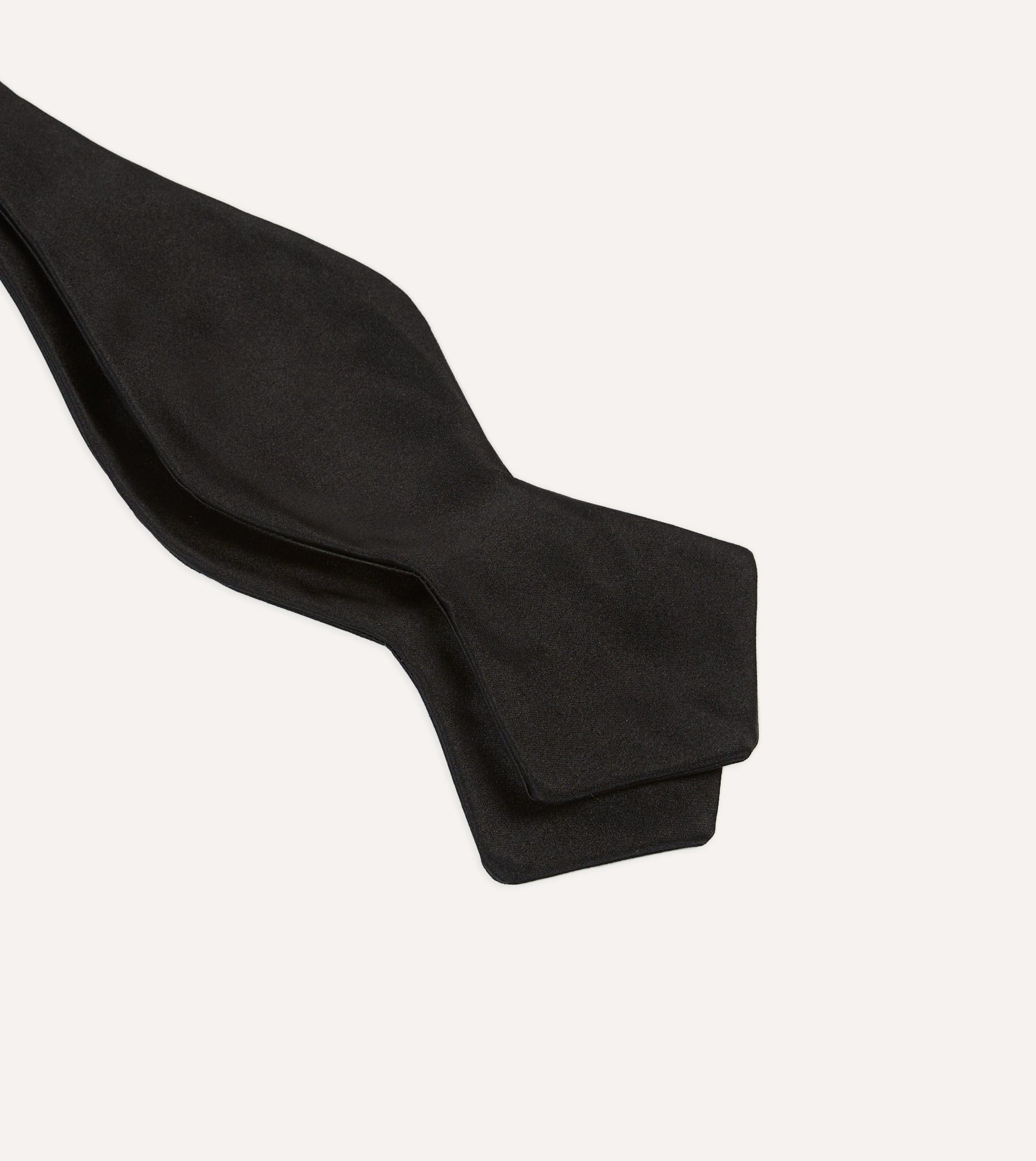 Black Self-Tie Satin Batwing Bow Tie - Image 2