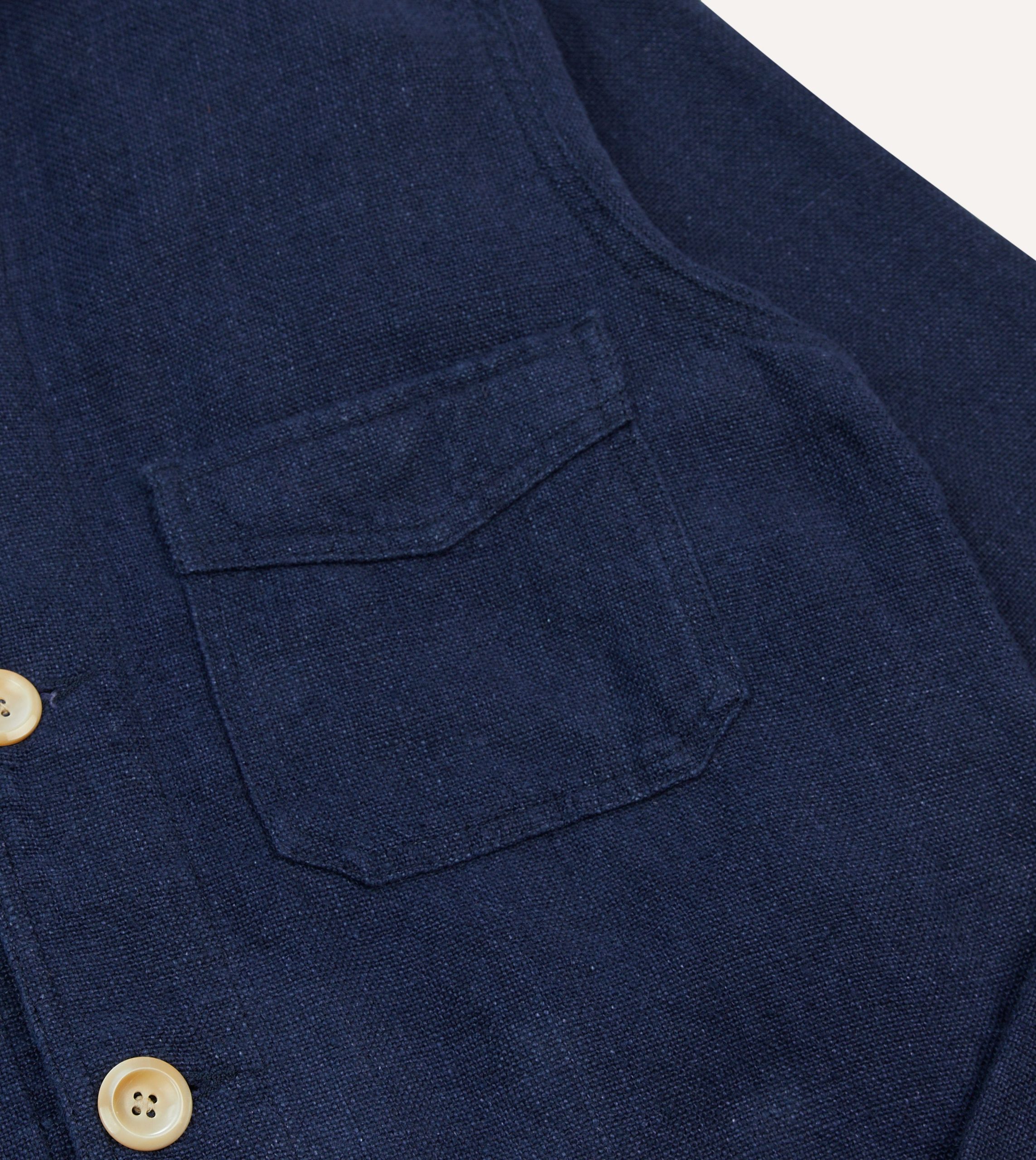 Navy Linen Five-Pocket Chore Jacket - Image 4