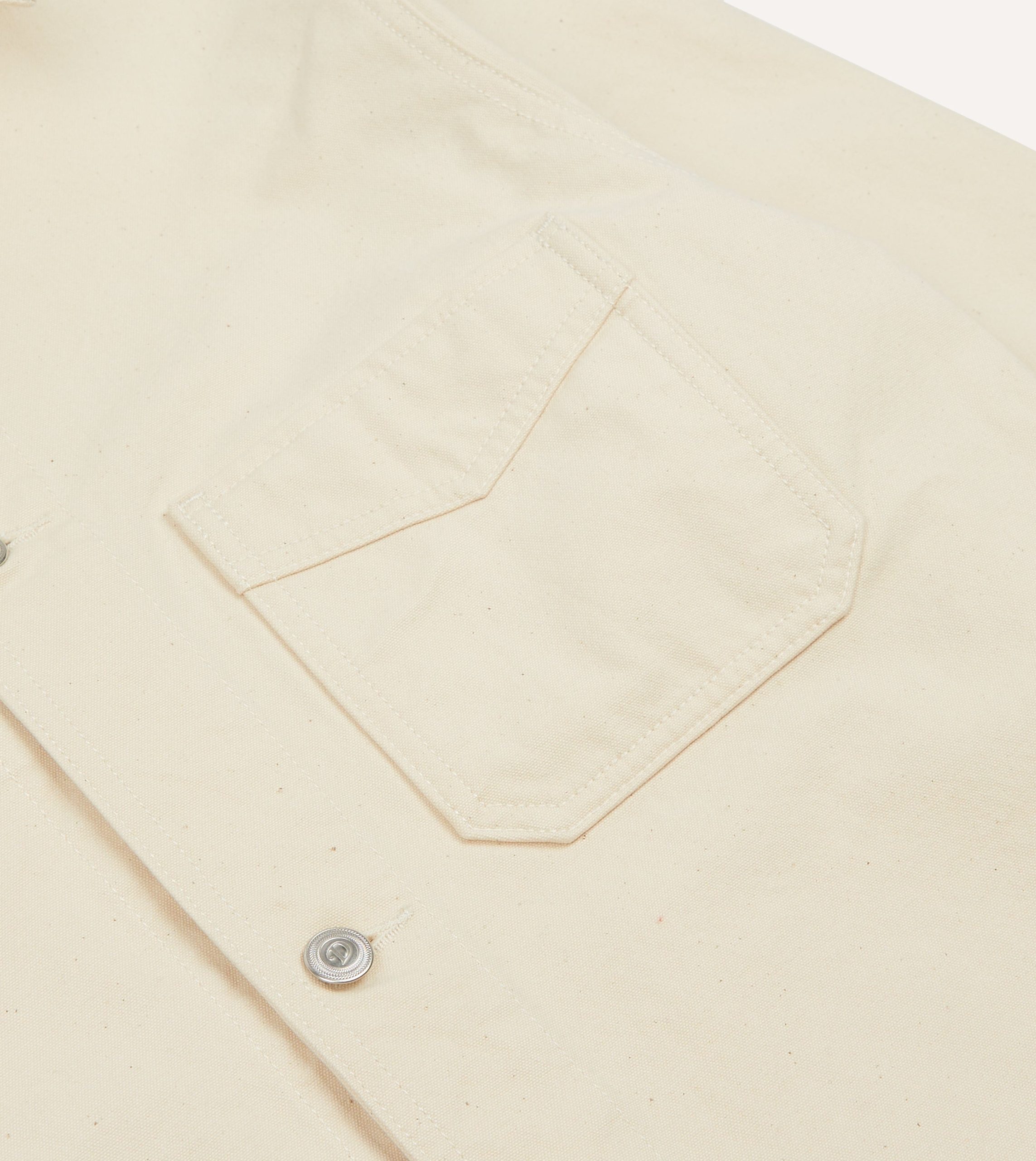 Ecru Cotton Duck Canvas Five-Pocket Chore Jacket - Image 4