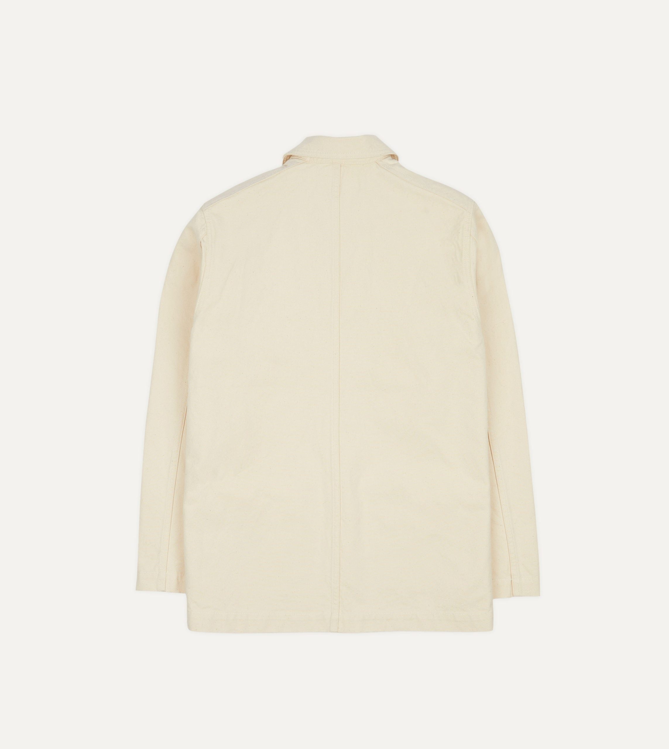 Ecru Cotton Duck Canvas Five-Pocket Chore Jacket - Image 8