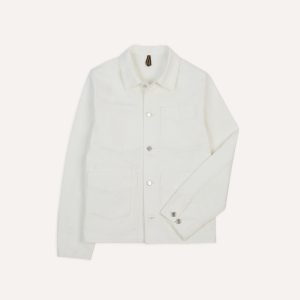Ecru Cotton Canvas Work Jacket