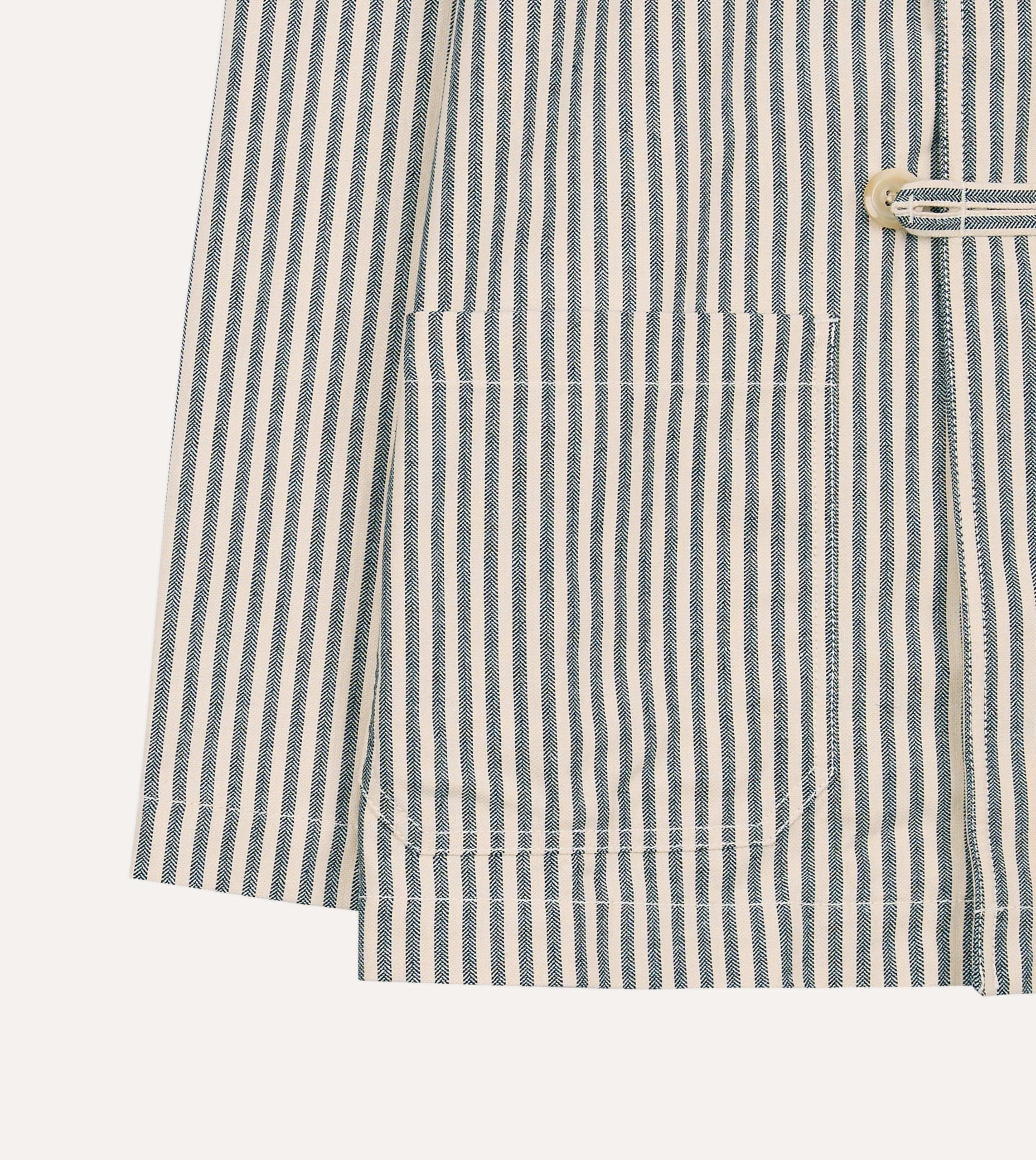 Blue and Ecru Stripe Cotton-Linen Deck Chore Jacket - Image 5