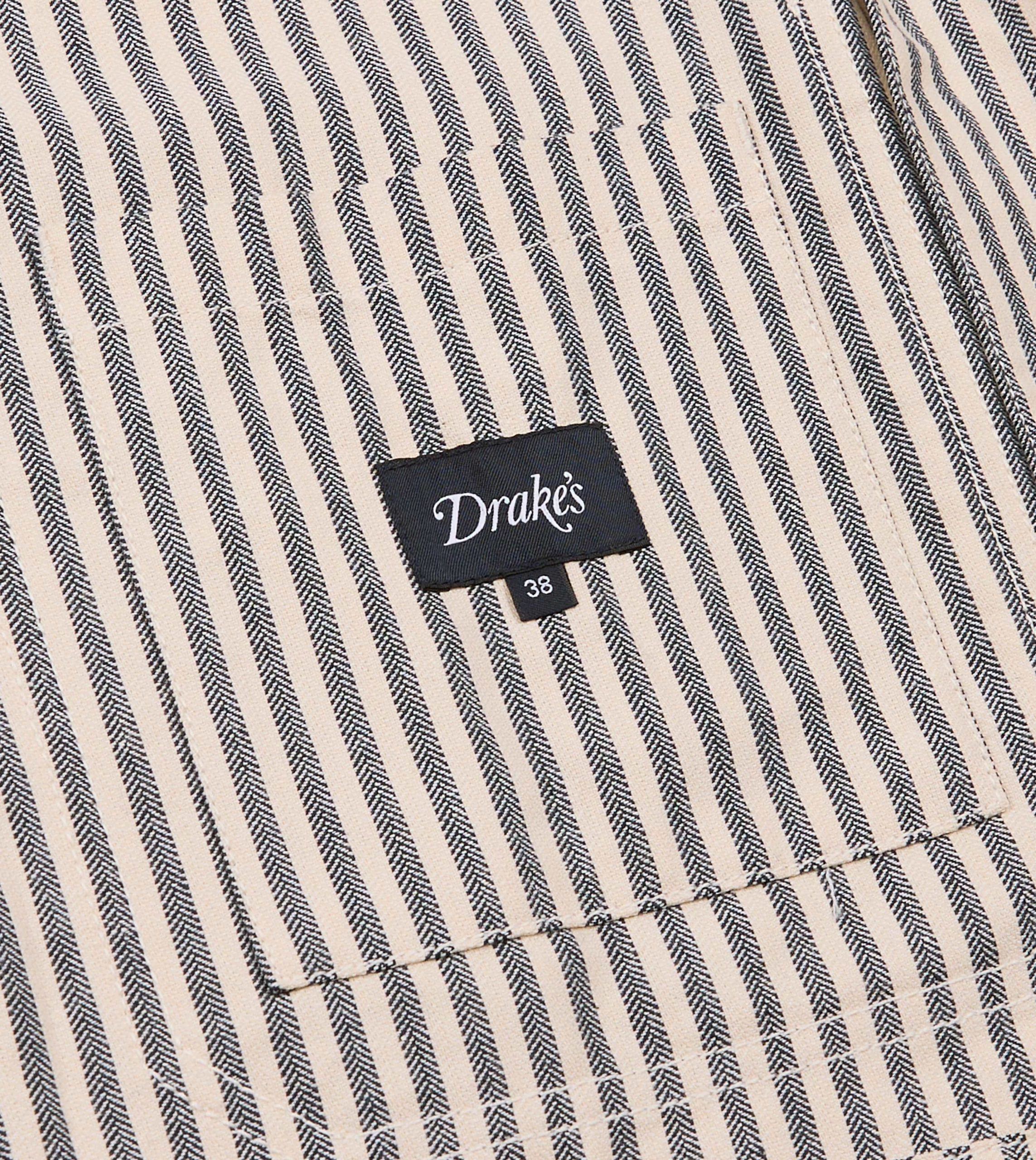 Blue and Ecru Stripe Cotton-Linen Deck Chore Jacket - Image 6